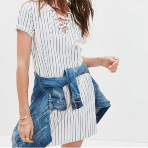 Madewell Dresses & Skirts - Madewell Harbor Lace-Up Neckline Minimalist Normcore Capsule Short Sleeve Dress